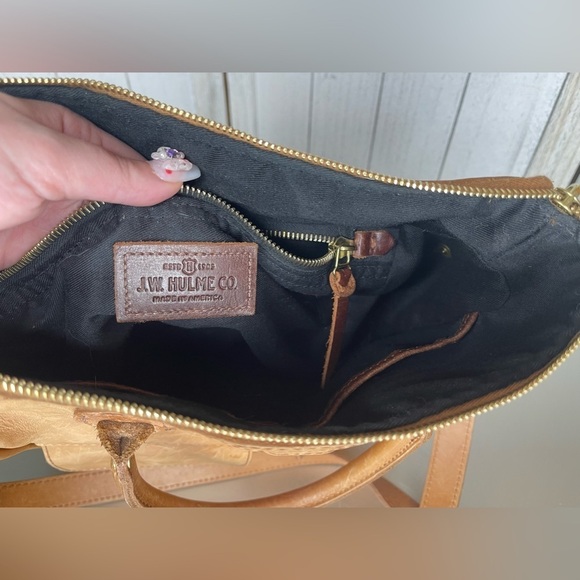 J.W. Hulme Co. Genuine Leather Excursion Tote Bag Double Pocket Distressed - Picture 11 of 11